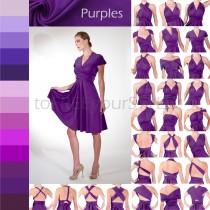 wedding photo - Short convertible dress in PURPLES, FULL Free-Style Dress, ombre infinity dress, convertible wrap dress, plus size bridesmaid dress, formal