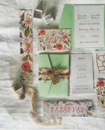 wedding photo - Rustic Botanical Wedding Invitations Suite - Boho Wedding, Botanical Wedding, Mint Wedding, Floral Wedding