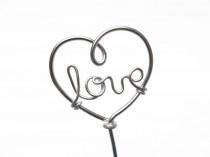 wedding photo - Love Wire Heart Cupcake Toppers Silver 6 pieces- Wedding, Valentine, Bridal Shower