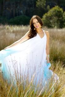 wedding photo - Silk chiffon dip dyed beach/garden wedding dress with low back, free flowing or tied back options