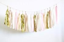 wedding photo - Blush, Champagne and Rose Gold Tassel Garland - Baby Shower Decorations,Blush Wedding Decor, Bachelorette Party Banner, Nude and Cream Decor