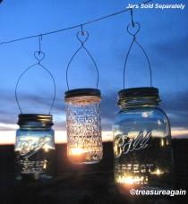 wedding photo - Valentine's Day DIY Heart Hanging Jar Vase or Candle Mason Jar Heart Hangers, Garden Wedding Lanterns 12 DIY Lids Only