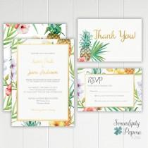 wedding photo - Pineapple Tropical Wedding Invitation Printable Stationery Set