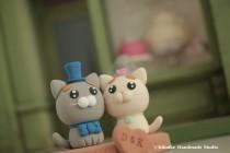 wedding photo - cat and kitty Wedding Cake Topper-love kitty,love cat with stump---k855