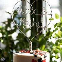 wedding photo - Personalized Heart Cake Topper