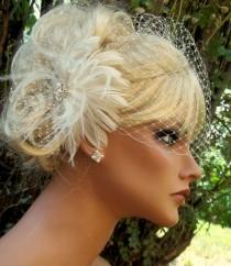 wedding photo - Wedding Fascinator, Bridal Veil, Ivory Fascinator, Wedding Hair Clip, White Fascinator, Wedding Veil, Birdcage Bridal Veil, Wedding Set