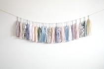 wedding photo - Rose Quartz and Serenity Tassel Garland - Blush and Silver Wedding Decor, Nude and Neutral Shabby Chic, Winter Onederland Party Decorations