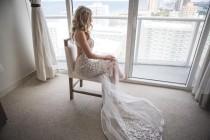 wedding photo - Bohemian Lace Weddin Dress, Open Back Wedding Dress, Custom Design Sleeveless Mermaid Wedding Dress