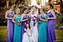 wedding photo - Keri's Bridemaids Bouquets Aqua Hydrangeas,Blue Violet MO Dendrobium Orchids, White Calla