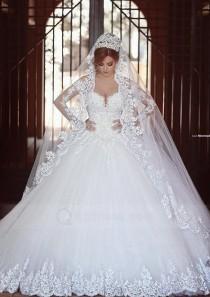 wedding photo -  Ball Gown Off The Shoulder Cathedral Train Tulle Wedding Dress with Appliqued