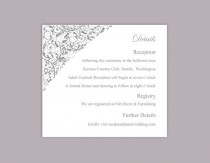 wedding photo -  DIY Wedding Details Card Template Editable Text Word File Download Printable Details Card Gray Silver Details Card Elegant Information Cards