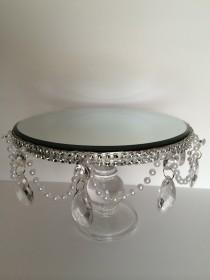wedding photo - Cake Stand with Pearl and Acrylic Tear Drop Crystals