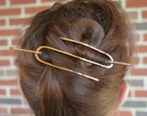 wedding photo - Hair Slide - Copper Hair Bun - Brass Hair Clip - Copper Hair Accessories - Women's Gift - Hair Piece for French Twist - Copper Hair Clip