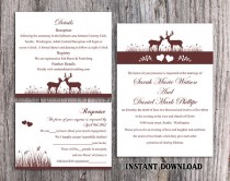 wedding photo -  DIY Wedding Invitation Template Set Editable Word File Instant Download Printable Reindeer Invitation Brown Invitation Heart Invitation