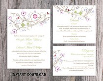 wedding photo -  DIY Wedding Invitation Template Set Editable Word File Download Printable Colorful Invitation Flower Wedding Invitation Bird Invitation