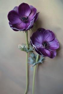 wedding photo - Natural Real Touch Dark Purple Artificial Silk Anemones Single Stem for Wedding Bridal Bouquets, Centerpieces, Decorative Flowers