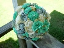 wedding photo - Robin's egg blue and gray bridal bouquet 