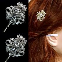 wedding photo - Bridesmaid Hair Pin Set of 3, Crystal Bridal Hair Jewelry, Bridal Hair Pin, Wedding Headpiece, Fleur De Lis Pin, Bridesmaids Gifts, ROYCE