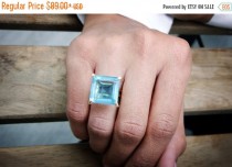 wedding photo - CYBER MONDAY SALE - topaz ring,blue topaz cocktail ring,square ring,gemstone ring,semiprecious ring,natural stone ring