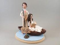 wedding photo - Cape Toppers - Personalized Bride & Groom Fishing Theme Wedding Cake Topper