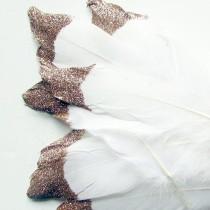 wedding photo - White Feathers with Gold Glitter
