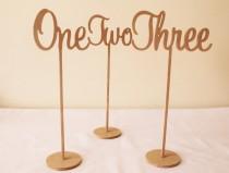 wedding photo - Free standing wedding special events wooden table numbers with base/sticks