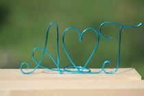 wedding photo - Turquoise Wire Initials Cake Topper - Decoration - Beach wedding - Bridal Shower - Bride and Groom - Rustic Country Chic Wedding