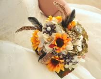 wedding photo - Camo Hunting Pheasant  wedding bridal brooch bouquet etsy wedding