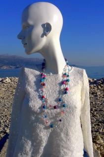 wedding photo - Beaded necklace, chunky necklace, multistrand necklace, colorfull necklace, eco friendly, polymer clay, gift for woman, springtime jewelry