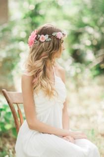 wedding photo - The Nicala Flower Crown with wild roses, ranunculus, and dusty miller