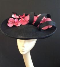 wedding photo - Large Black Orchid Headpiece - Stunning hat make a statement at a wedding or the races, can be made in other colours