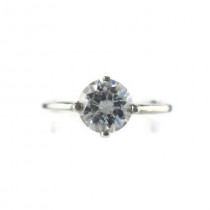 wedding photo - Vintage CZ Solitaire Sterling Silver 925  Ring Size 5