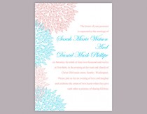 wedding photo -  DIY Wedding Invitation Template Editable Word File Instant Download Printable Floral Invitation Pink Wedding Invitation Blue Invitations