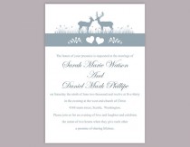wedding photo -  DIY Wedding Invitation Template Editable Word File Instant Download Printable Reindeer Invitation Gray Wedding Invitation Blue Invitations