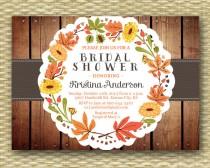 wedding photo - Rustic Fall Bridal Shower Invitation Rustic Wood Fall Leaves Leaf Wreath Wedding Shower Couples Shower, ANY EVENT