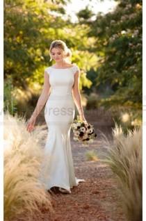 wedding photo - Essense of Australia Modern Column Wedding Dress With Lace Side Cut-Outs Style D2238