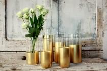 wedding photo - Gold wedding decor,  6 CUSTOM Gold dipped cylinder vases or candle holders, table decorations, wedding table centerpieces