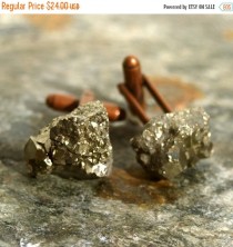 wedding photo - ON SALE... Cufflinks, Iron Pyrite Cufflinks - Gifts for Men, Formal, Wedding, Father's Day, Gift for Dad, Turquoise, Groomsman Gift, Teacher