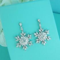 wedding photo - Snowflake Earrings, Snowflake CZ Earrings, Snowflake Accessories, bridal jewelry, wedding jewelry, zircon jewelry, winter wedding 251080618
