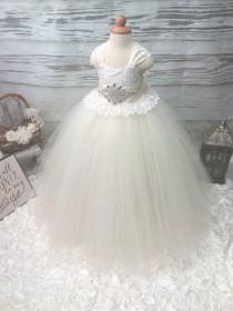 wedding photo - Free Shipping  to USA Custom Made Ivory Tutu Dress for Flower Girls Available in Sizes Newborn  to 14 years old