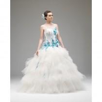 wedding photo - Charming Ball Gown Strapless Embroidery Feathers/Fur  Floor-length Satin Tulle Wedding Dresses - Dressesular.com