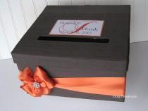 wedding photo - Wedding Card Box Charcoal Grey and Orange - You customize colors