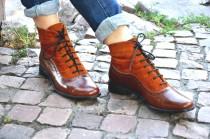 wedding photo - Armada - Womens Fall Boots, Lace-up Leather Boots, Oxford Boots, Leather Ankle Boots, Custom boots, FREE customization!!!