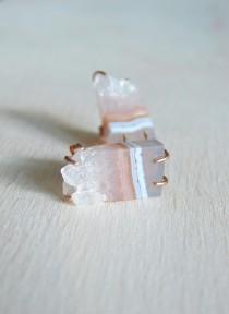 wedding photo - Raw Quartz Crystal Earrings, Rough Crystal Jewelry for Women, Birthday Gift for Her, Valentine's Day Gift for Woman, Wifes Anniversary