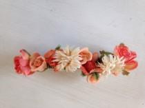 wedding photo - Romantic hair clip band flower orange flowers hair handmade