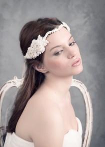 wedding photo - SAMPLE SALE. Boho beaded headpiece. Wedding Headpiece. Lace headpiece. Pearls headpiece, Bridal headpiece. MOD549 bridal Crown