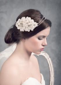 wedding photo - Bohemian Bridal Headpiece, Boho Bridal Headpiece. Crystal Beaded Headpiece. lace beaded headpiece. Wedding beaded headpiece. MOD558