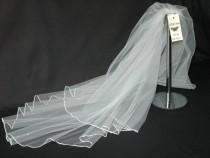 wedding photo - Cream Wedding Veil Crystal Diamante Edge Any Length or Colour LBV145 LBVeils UK