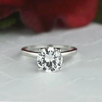 wedding photo - 2 ct Classic Solitaire Engagement Ring, Man Made Diamond Simulant, 4 Prong Wedding Ring, Bridal Ring, Promise Ring, Sterling Silver