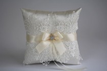 wedding photo -  Ivory Lace Wedding Ring Bearer Pillow with Flower Girl Basket Set \ Ivory Lace Wedding Pillow Basket Set